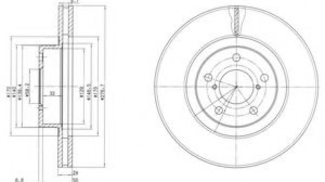 Disc frana SUBARU IMPREZA Limuzina (GD) (1999 - 2016) DELPHI BG2827C piesa NOUA