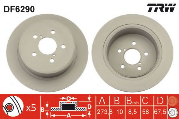 Disc frana SUBARU LEGACY IV Combi (BL, BP, B13) (2003 - 2016) TRW DF6290 piesa NOUA