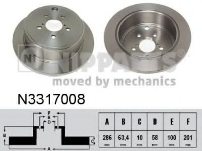 Disc frana SUBARU LEGACY IV Combi (BL, BP, B13) (2003 - 2016) NIPPARTS N3317008 piesa NOUA