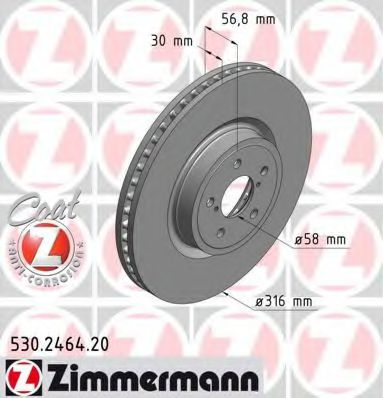 Disc frana SUBARU LEGACY V (BM, BR) (2009 - 2016) ZIMMERMANN 530.2464.20 piesa NOUA