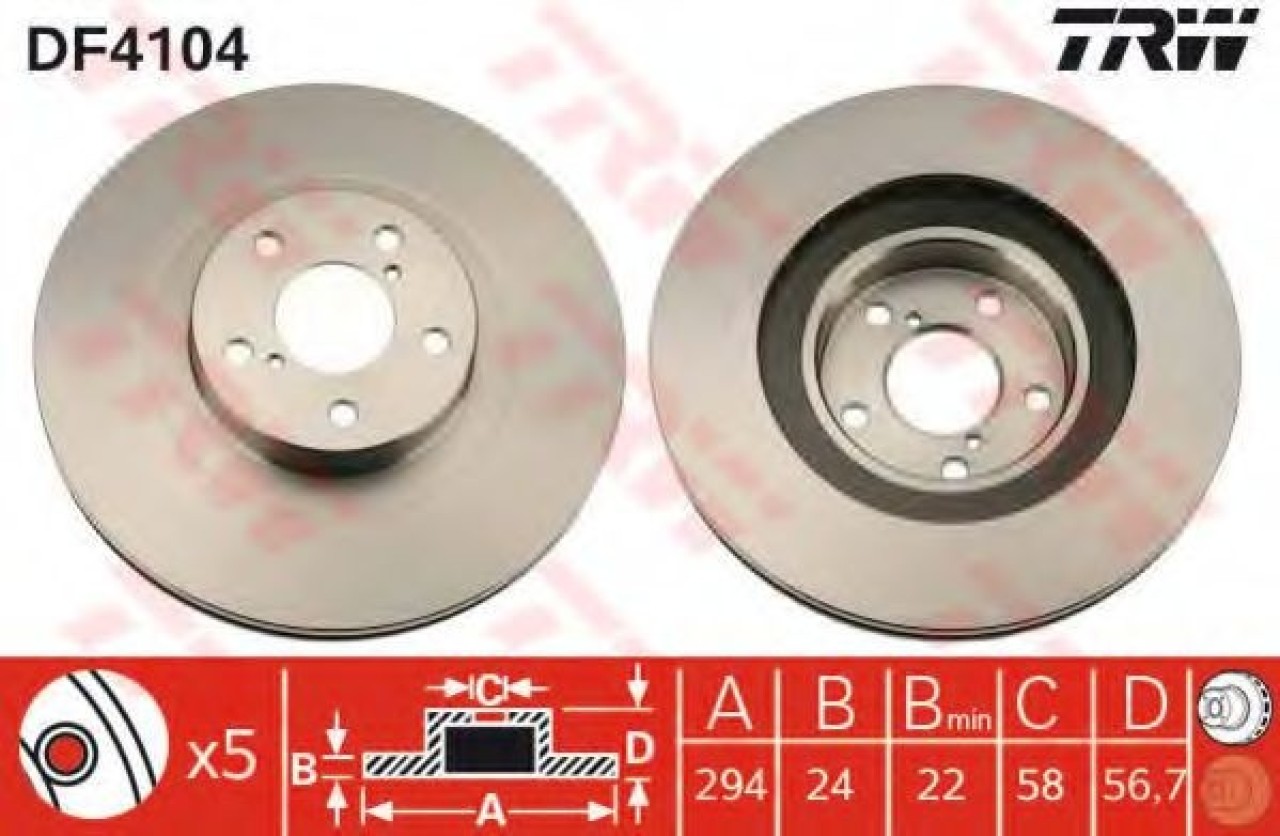 Disc frana SUBARU LEGACY V Combi (BM, BR) (2009 - 2016) TRW DF4104 piesa NOUA