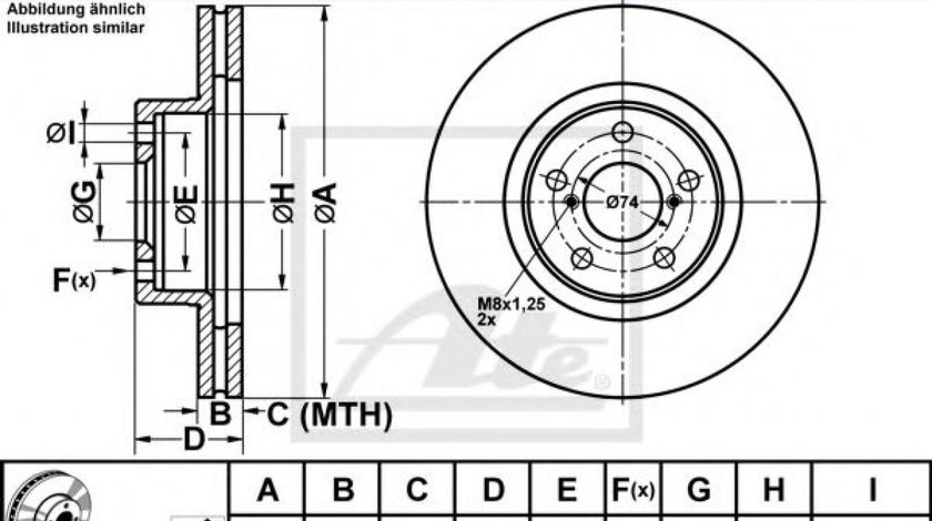 Disc frana SUBARU LEGACY V Combi (BM, BR) (2009 - 2016) ATE 24.0124-0145.1 - produs NOU