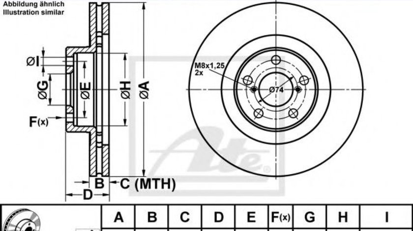 Disc frana SUBARU OUTBACK (BM, BR) (2009 - 2014) ATE 24.0124-0196.1 - produs NOU