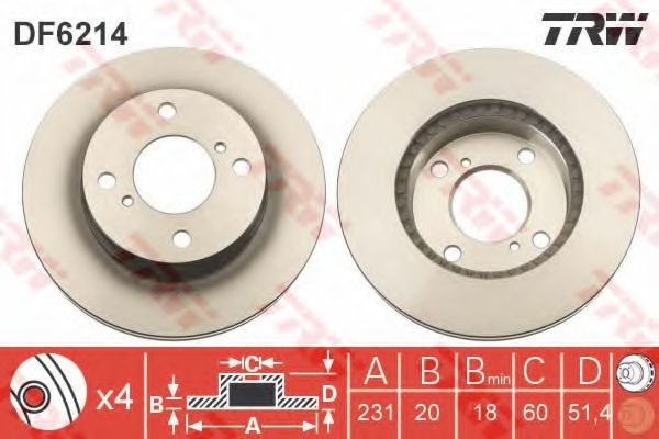 Disc frana SUZUKI ALTO (HA25, HA35) (2009 - 2016) TRW DF6214 piesa NOUA