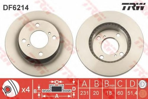 Disc frana SUZUKI ALTO (HA25, HA35) (2009 - 2016) TRW DF6214 piesa NOUA