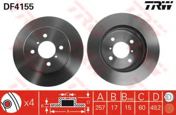 Disc frana SUZUKI IGNIS I (FH) (2000 - 2005) TRW DF4155 piesa NOUA