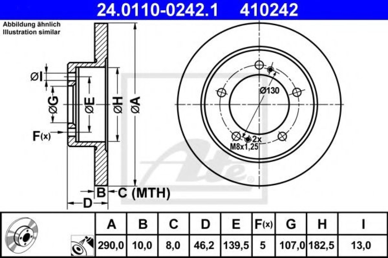 Disc frana SUZUKI JIMNY (FJ) (1998 - 2016) ATE 24.0110-0242.1 piesa NOUA