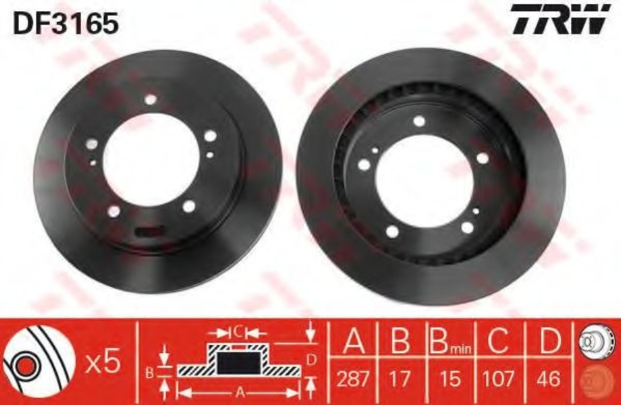 Disc frana SUZUKI JIMNY (FJ) (1998 - 2016) TRW DF3165 piesa NOUA