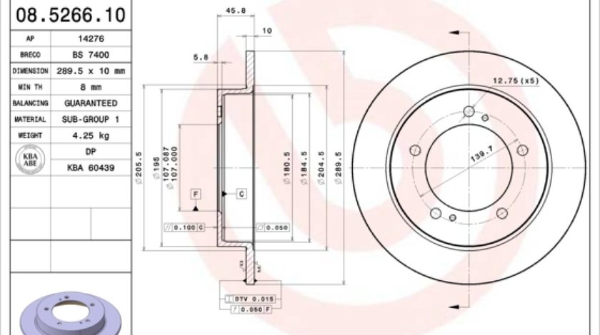 Disc frana SUZUKI SAMURAI SJ Producator BREMBO 08.5266.10