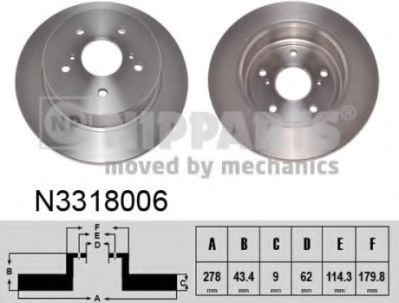 Disc frana SUZUKI SWIFT III (MZ, EZ) (2005 - 2016) NIPPARTS N3318006 piesa NOUA