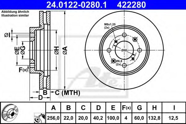 Disc frana SUZUKI SWIFT IV (FZ, NZ) (2010 - 2016) ATE 24.0122-0280.1 piesa NOUA