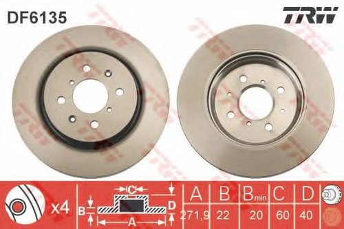 Disc frana SUZUKI SWIFT IV (FZ, NZ) (2010 - 2016) TRW DF6135 piesa NOUA