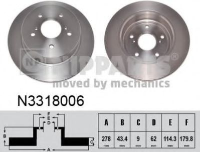 Disc frana SUZUKI SX4 (EY, GY) (2006 - 2016) NIPPARTS N3318006 piesa NOUA