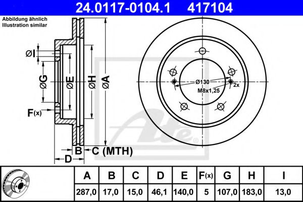 Disc frana SUZUKI VITARA (ET, TA) (1988 - 1998) ATE 24.0117-0104.1 piesa NOUA