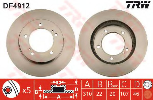 Disc frana SUZUKI VITARA (ET, TA) (1988 - 1998) TRW DF4912 piesa NOUA