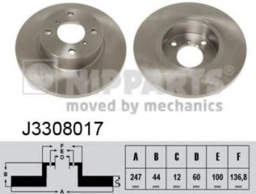 Disc frana SUZUKI WAGON R+ (MM) (2000 - 2016) NIPPARTS J3308017 piesa NOUA