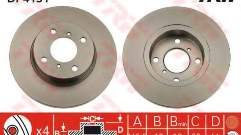 Disc frana SUZUKI WAGON R+ (MM) (2000 - 2016) TRW DF4131 piesa NOUA