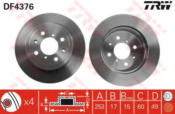 Disc frana SUZUKI WAGON R+ (MM) (2000 - 2016) TRW DF4376 piesa NOUA