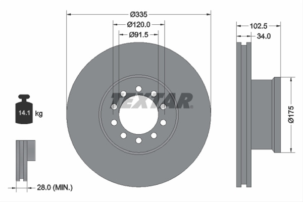 Disc Frana Textar Mercedes-Benz 93101300