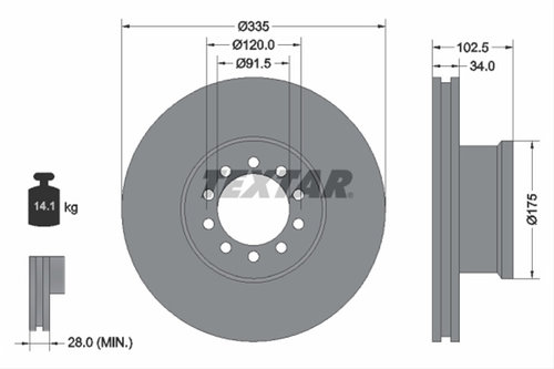 Disc Frana Textar Mercedes-Benz 93101300