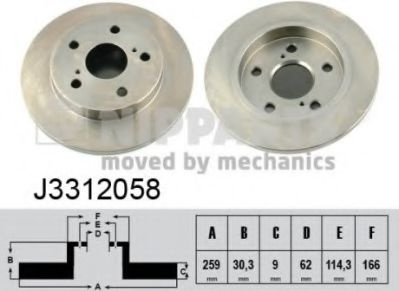 Disc frana TOYOTA AURIS (NRE15, ZZE15, ADE15, ZRE15, NDE15) (2006 - 2012) NIPPARTS J3312058 piesa NOUA