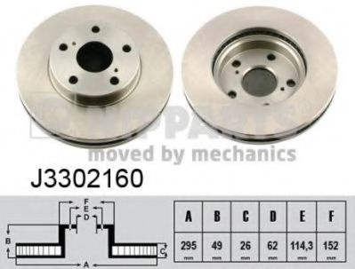 Disc frana TOYOTA AURIS TOURING SPORTS (ADE18, ZWE18, ZRE18) (2013 - 2016) NIPPARTS J3302160 piesa NOUA