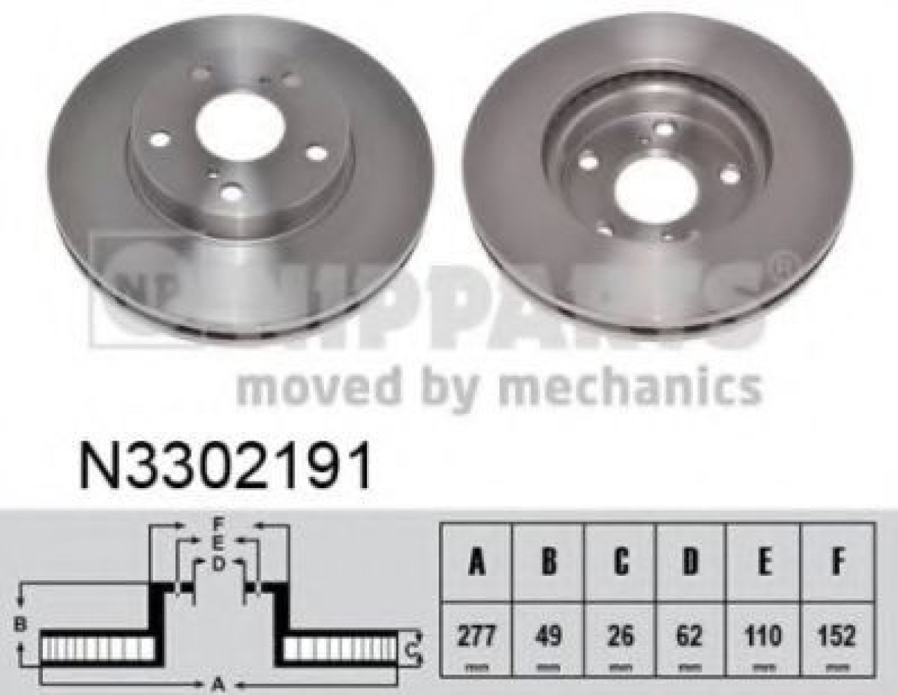 Disc frana TOYOTA AURIS (ZWE18, NZE18, ZRE18) (2012 - 2016) NIPPARTS N3302191 piesa NOUA