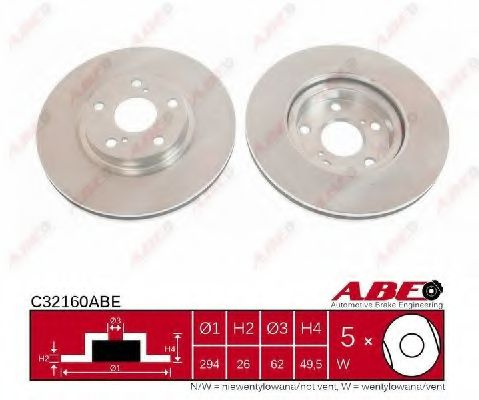 Disc frana TOYOTA AVENSIS Combi (T25) (2003 - 2008) ABE C32160ABE piesa NOUA