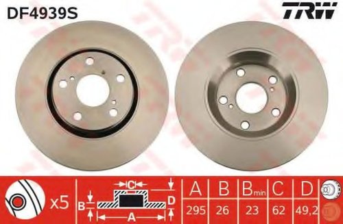 Disc frana TOYOTA AVENSIS combi (ZRT27, ADT27) (2009 - 2016) TRW DF4939S piesa NOUA