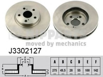 Disc frana TOYOTA AVENSIS Liftback (T22) (1997 - 2003) NIPPARTS J3302127 piesa NOUA