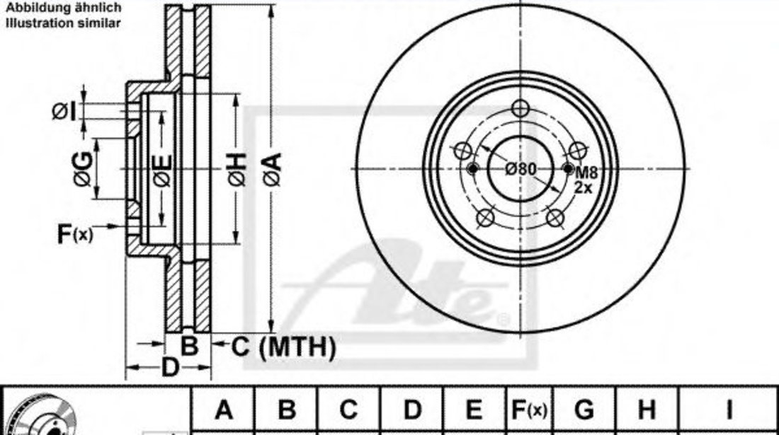 Disc frana TOYOTA AVENSIS Liftback (T22) (1997 - 2003) ATE 24.0128-0183.1 piesa NOUA