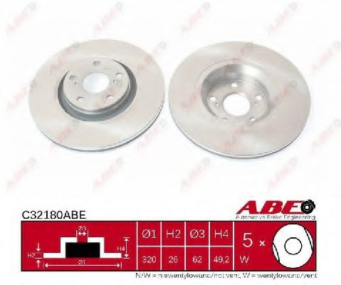 Disc frana TOYOTA AVENSIS Limuzina (ZRT27, ADT27) (2008 - 2016) ABE C32180ABE piesa NOUA