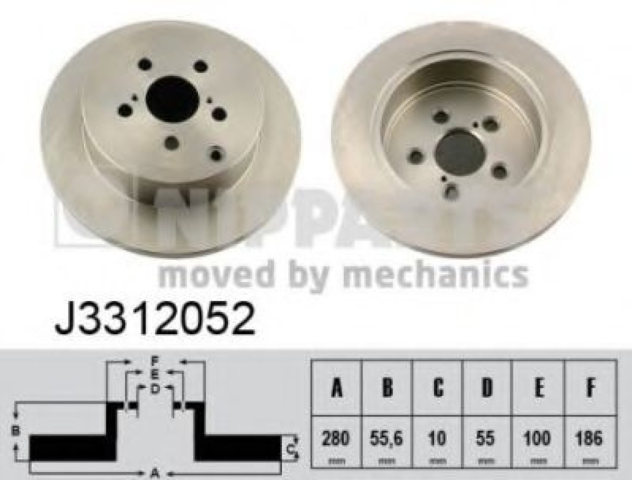 Disc frana TOYOTA AVENSIS (T25) (2003 - 2008) NIPPARTS J3312052 piesa NOUA