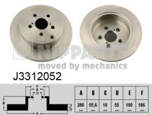 Disc frana TOYOTA AVENSIS (T25) (2003 - 2008) NIPPARTS J3312052 piesa NOUA