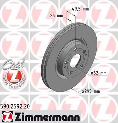 Disc frana TOYOTA AVENSIS (T25) (2003 - 2008) ZIMMERMANN 590.2592.20 piesa NOUA