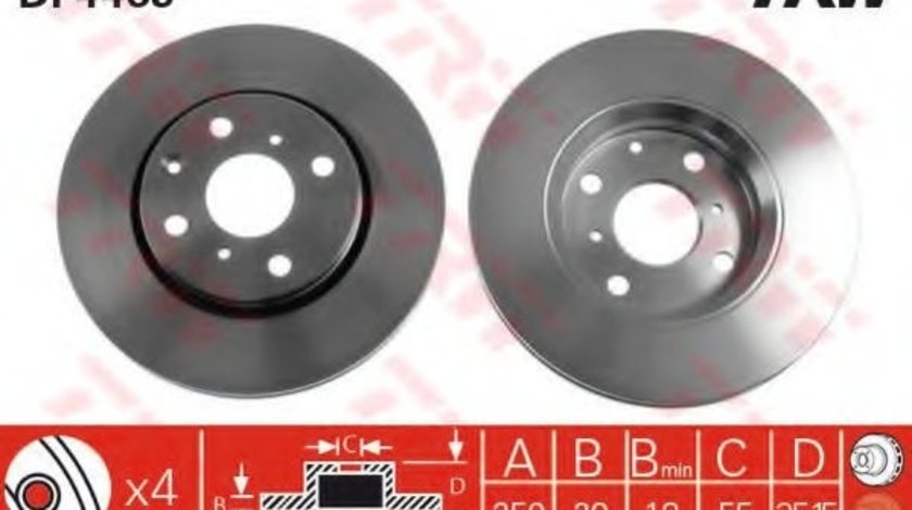 Disc frana TOYOTA AYGO (PAB4_, KGB4_) (2014 - 2016) TRW DF4469 piesa NOUA