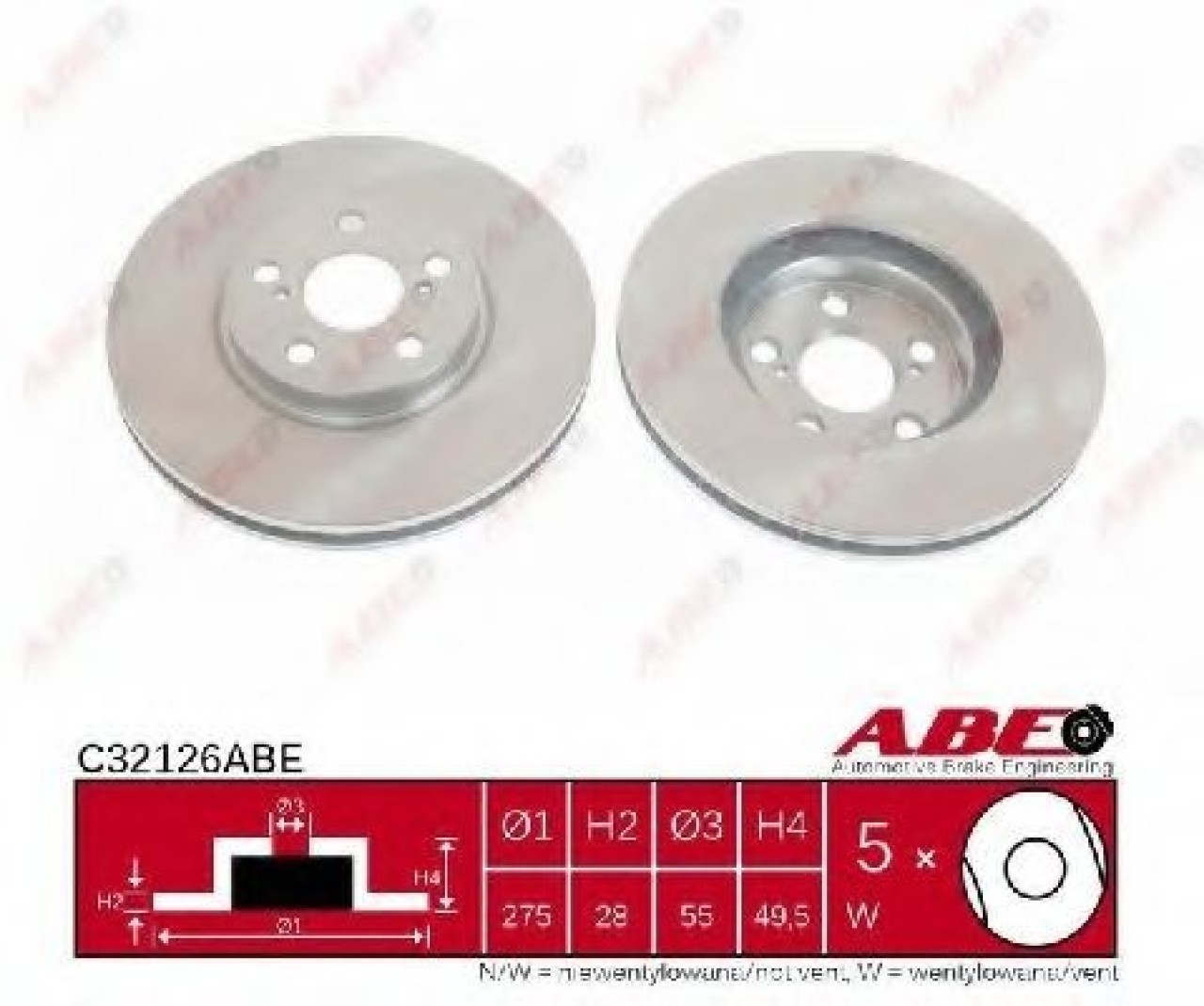 Disc frana TOYOTA CELICA (ST20_, AT20_) (1993 - 1999) ABE C32126ABE piesa NOUA