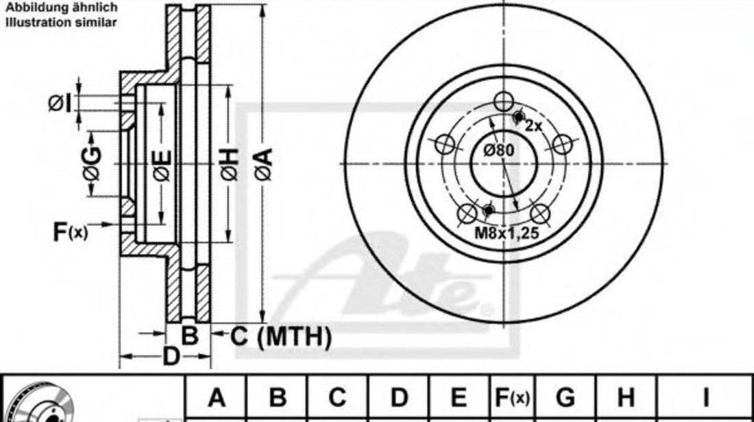 Disc frana TOYOTA CELICA (ZZT23_) (1999 - 2005) ATE 24.0125-0124.1 piesa NOUA