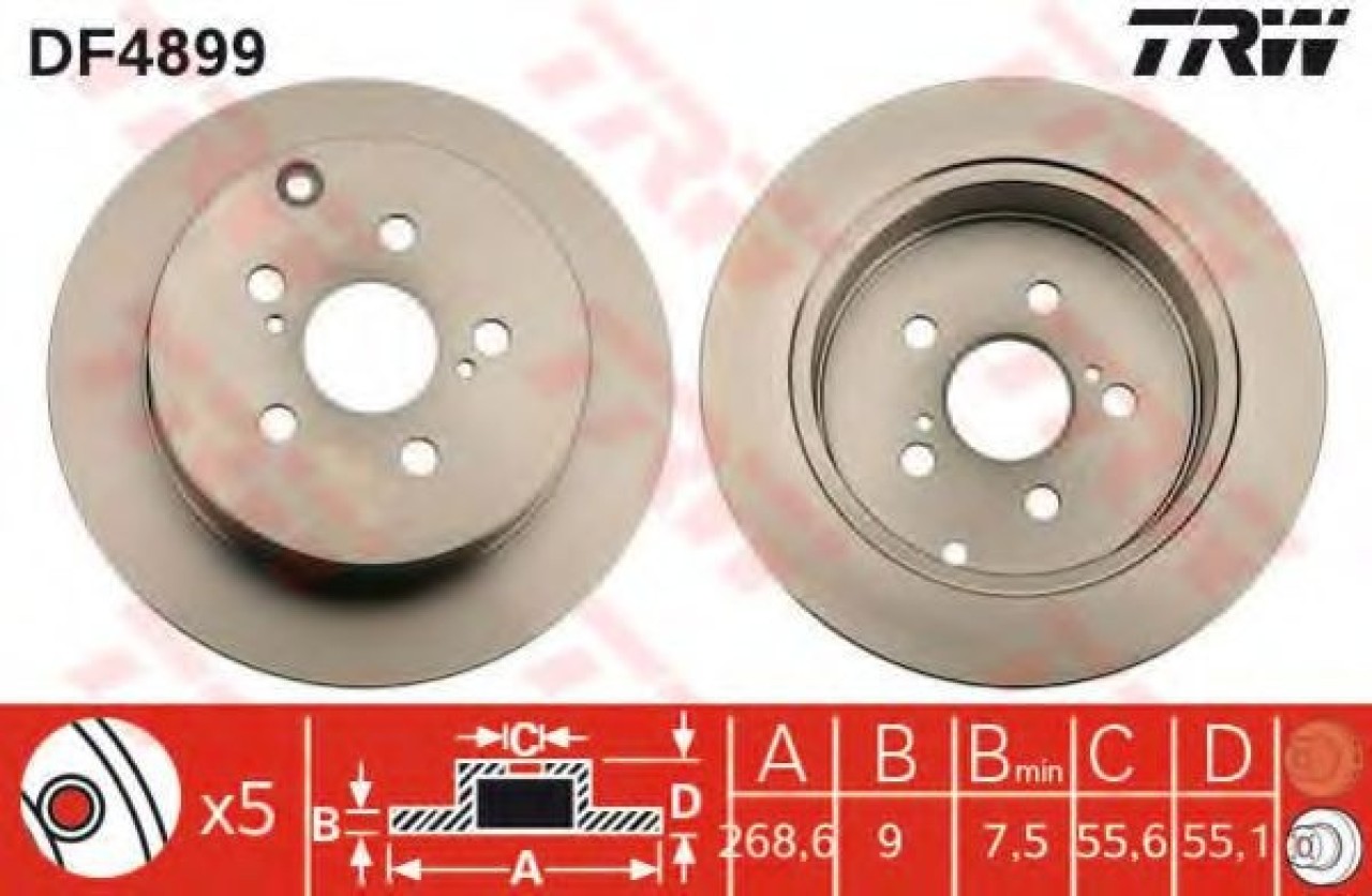 Disc frana TOYOTA CELICA (ZZT23_) (1999 - 2005) TRW DF4899 piesa NOUA