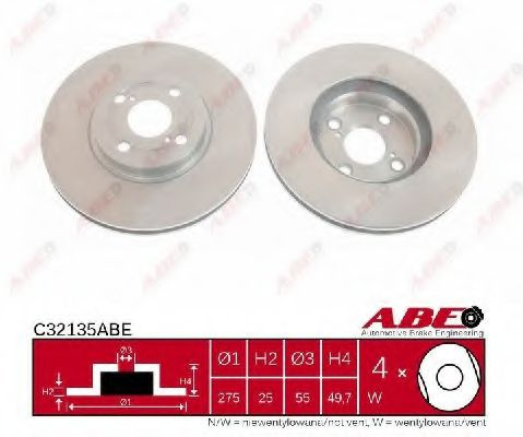 Disc frana TOYOTA COROLLA (CDE12, ZZE12, NDE12, ZDE12) (2001 - 2007) ABE C32135ABE piesa NOUA