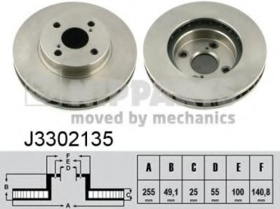 Disc frana TOYOTA COROLLA (CDE12, ZZE12, NDE12, ZDE12) (2001 - 2007) NIPPARTS J3302135 piesa NOUA