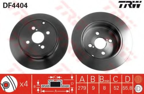 Disc frana TOYOTA COROLLA Combi (E12J, E12T) (2001 - 2007) TRW DF4404 piesa NOUA