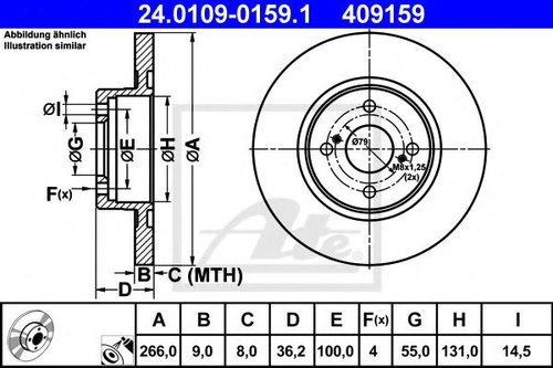 Disc frana TOYOTA COROLLA Hatchback (E11) (1997 - 2002) ATE 24.0109-0159.1 piesa NOUA