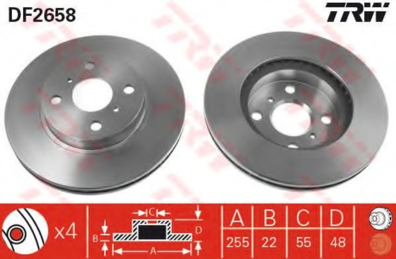 Disc frana TOYOTA COROLLA Liftback (E11) (1997 - 2002) TRW DF2658 piesa NOUA