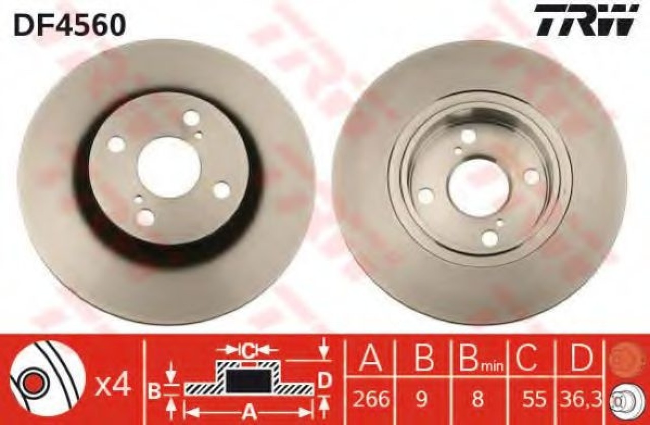 Disc frana TOYOTA COROLLA Liftback (E11) (1997 - 2002) TRW DF4560 piesa NOUA
