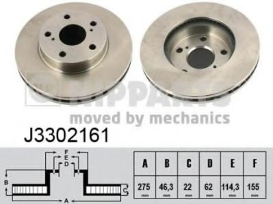 Disc frana TOYOTA COROLLA Limuzina (E15) (2006 - 2016) NIPPARTS J3302161 piesa NOUA
