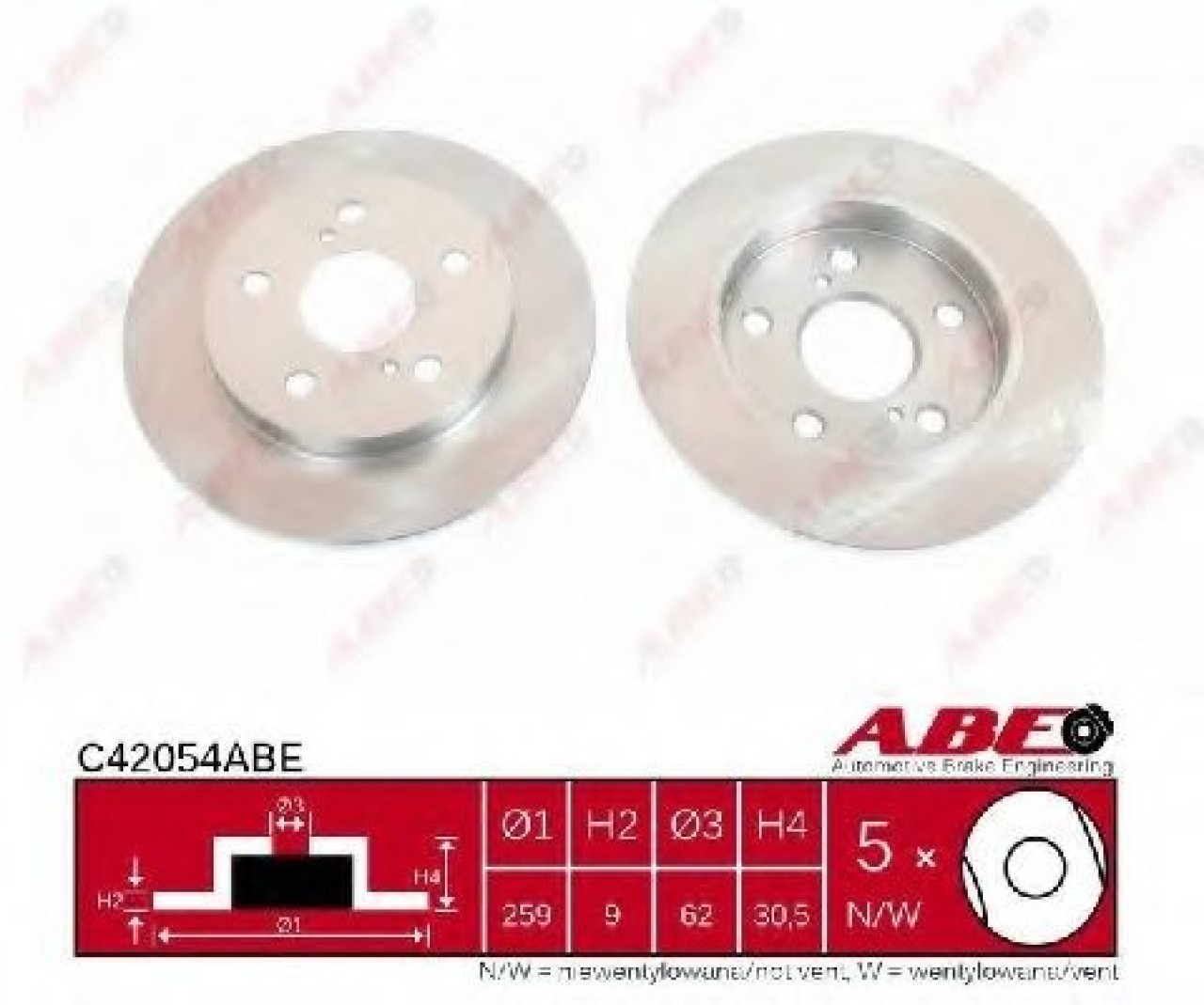 Disc frana TOYOTA COROLLA Limuzina (E15) (2006 - 2016) ABE C42054ABE piesa NOUA