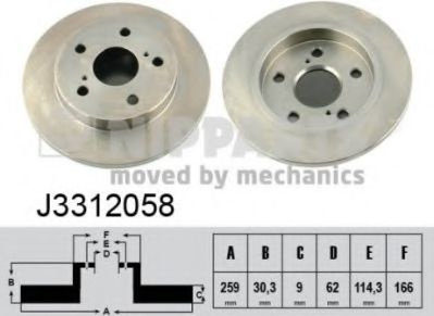 Disc frana TOYOTA COROLLA Limuzina (NRE18, ZRE17, ZRE18, NDE18) (2013 - 2016) NIPPARTS J3312058 pies...