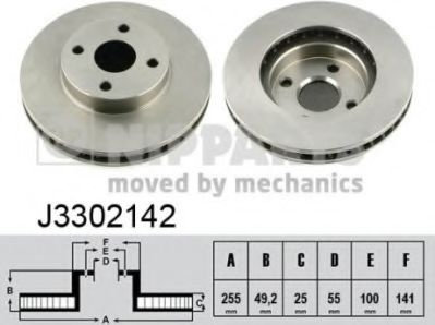 Disc frana TOYOTA COROLLA Verso (ZDE12, CDE12) (2001 - 2004) NIPPARTS J3302142 piesa NOUA
