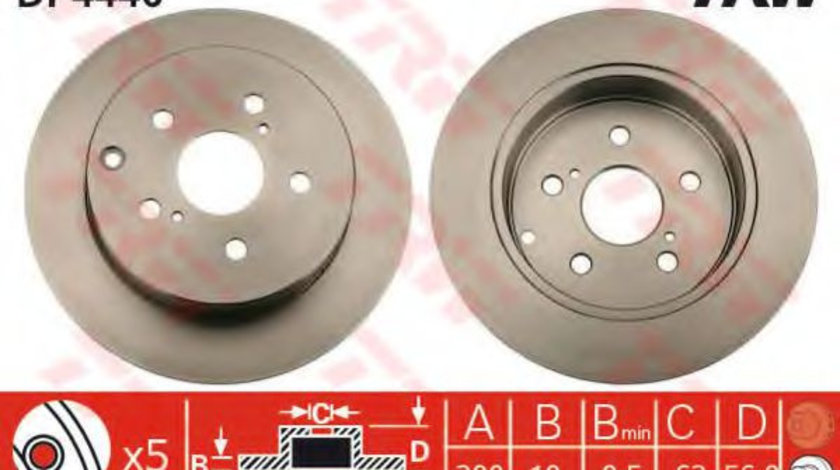 Disc frana TOYOTA COROLLA Verso (ZER, ZZE12, R1) (2004 - 2009) TRW DF4446 piesa NOUA